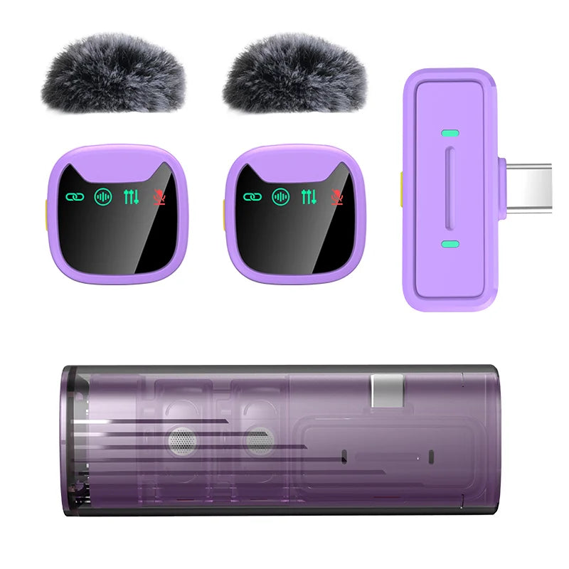 Mini wireless lavalier microphone,with charging case,long battery life, latest noise reduction technology