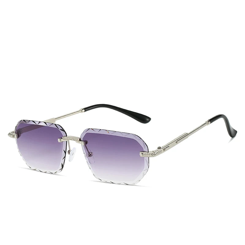 Rimless Square Metal Sun Glasses Women Men Fashion Luxury Sun Glasses Beach Travel Eyeglasses Lady Man UV400 Protective Glasses