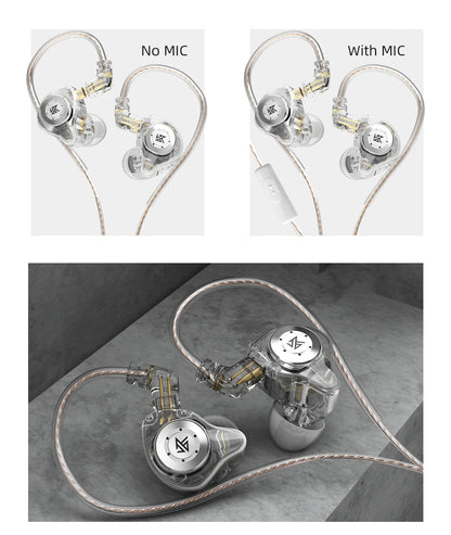 KZ EDX Pro Earphones Dynamic In Ear Monitor HiFi Wired Headphones Bass Stereo Game Music Earplugs Noice Cancelling Headset