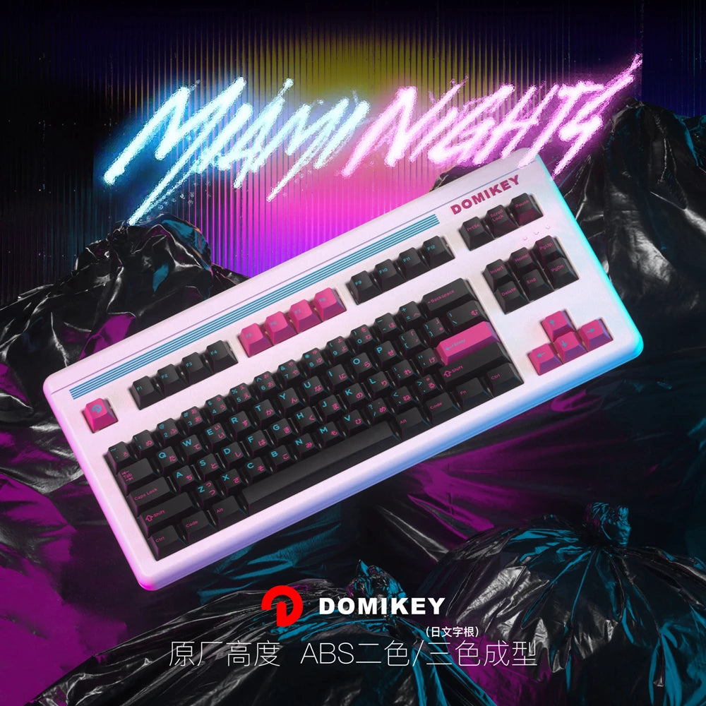 Domikey Miami Night Cherry Profile abs doubleshot keycap for mx keyboard poker 87 104 gh60 xd64 xd68 xd84 BM60 BM65 BM68 BM80