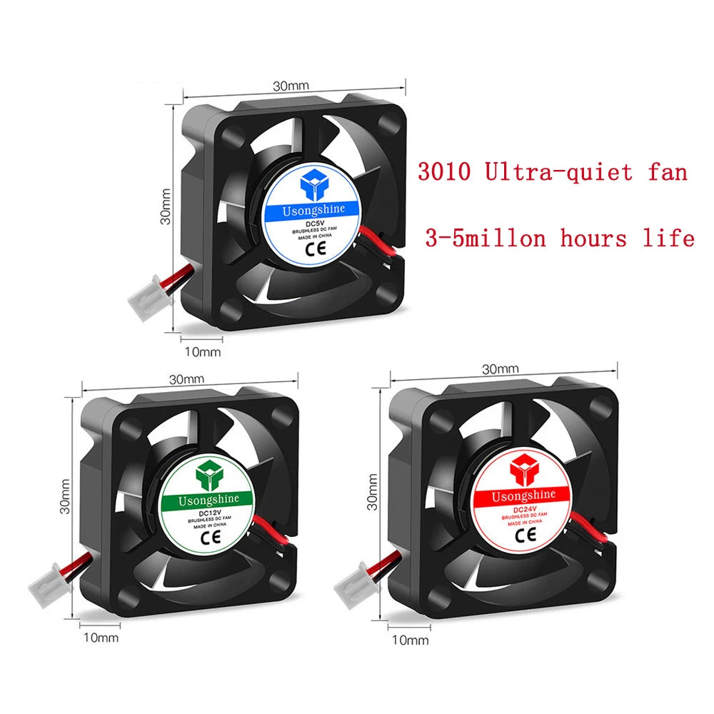 Cooling Fan 3010 4010 5010 5V/12V/24V DC Brushless fan for radiator cooler 3D Pinter Parts