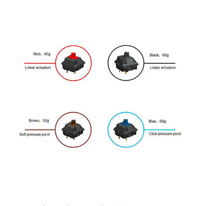 100PCS Mechanical Keyboard Black Blue Brown Red Key Switch For CIY Sockets SMD 3pin Thin Pins Compatible With MX Switch