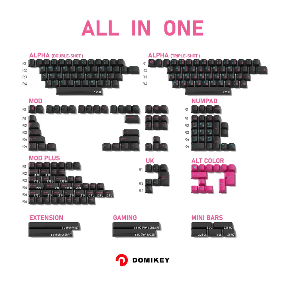 Domikey Miami Night Cherry Profile abs doubleshot keycap for mx keyboard poker 87 104 gh60 xd64 xd68 xd84 BM60 BM65 BM68 BM80