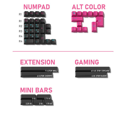 Domikey Miami Night Cherry Profile abs doubleshot keycap for mx keyboard poker 87 104 gh60 xd64 xd68 xd84 BM60 BM65 BM68 BM80