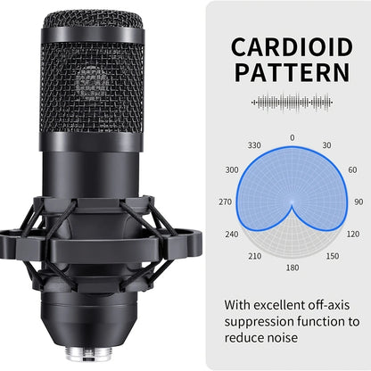Microphone Studio Professional Live Broadcast Singing Recording Microphone Kits with Suspension Scissor Arm & Metal Shock Mount