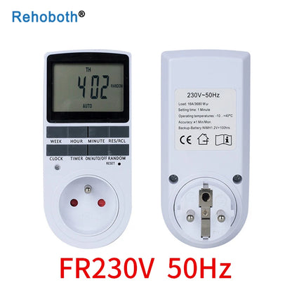 EU Electronic Digital Timer Switch US FR BR Plug Kitchen Timer Socket Outlet 230V 110V 7 Day 12/24 Hour Programmable Timing