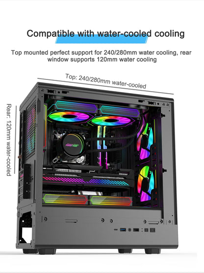 Power Train V1 MATX ITX Chassis Desktop Computer Side Transparent Glass Vertical Host Support 240/280 Water Cooling PC Case
