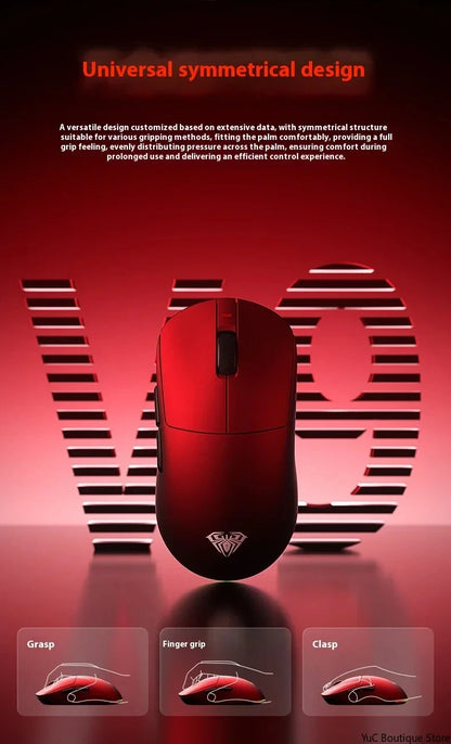 Aula V9 Ultra Wireless Gaming Mouse Custom Esports Design Dual 8K 3 Mode PAW3950 Sensor 55g Lightweight Ergonomic Accessory