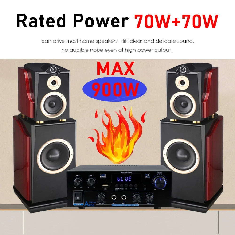 Woopker AK35/AK45/AK45 Pro/AK55 Digital Amplifier Bluetooth Sound Amplifier 2 Channel HIFi FM USB Audio Amp For Home Car Karaoke