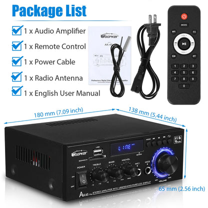 Woopker AK35/AK45/AK45 Pro/AK55 Digital Amplifier Bluetooth Sound Amplifier 2 Channel HIFi FM USB Audio Amp For Home Car Karaoke