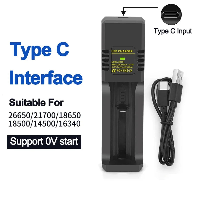 1/2 Slots 18650 Charger 3.7V-4.2V Rechargeable Li-ion Battery Charger Lithium Batteries Charging Adapter For 18650 26650 14500