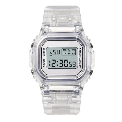INS Electronic Watch Female Students Waterproof LED Watch Network Red Sports Transparent Small Square Watches for Women Relogio
