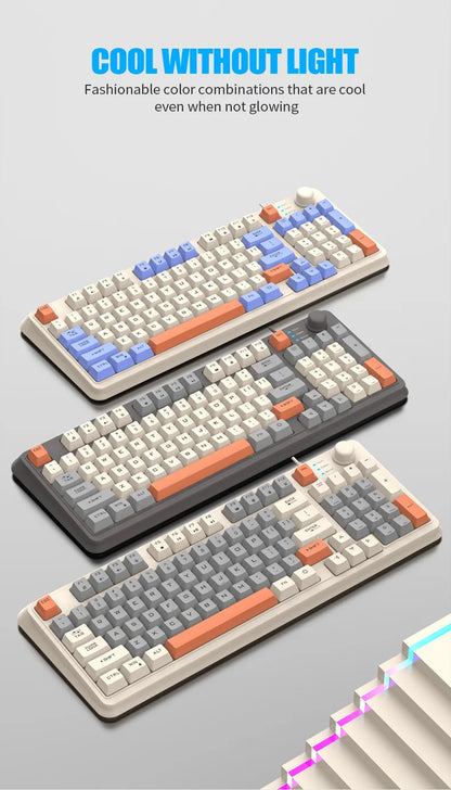 Keyboard 94 Keys 90% Layout Spanish Russian Korean Arabic Keyboard USB Wired RGB Light Volume Knob Ergonomics Gaming Office K82