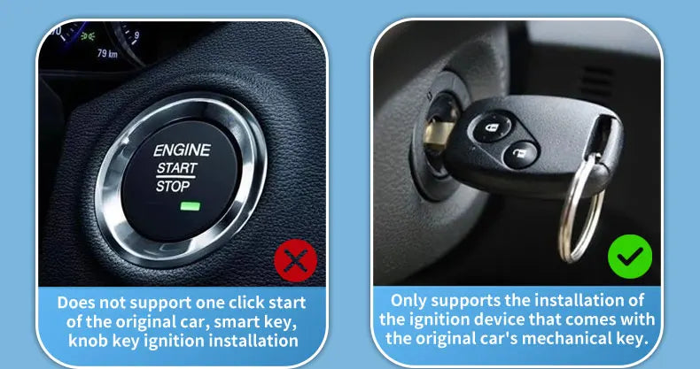 Car Alarm Suitable for Diesel Vehicles Engine Start Stop Button Remote Key Ignition Keyless Start System Turn Signal Universal
