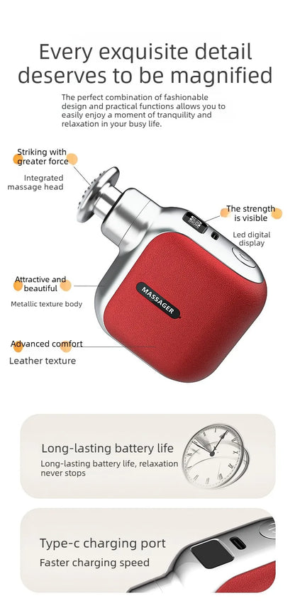 Mini Pocket Fascia Gun with 4 Silicone Massage Heads Lightweight Portable Perfect for Office Home Use Low-noise Muscle Massager