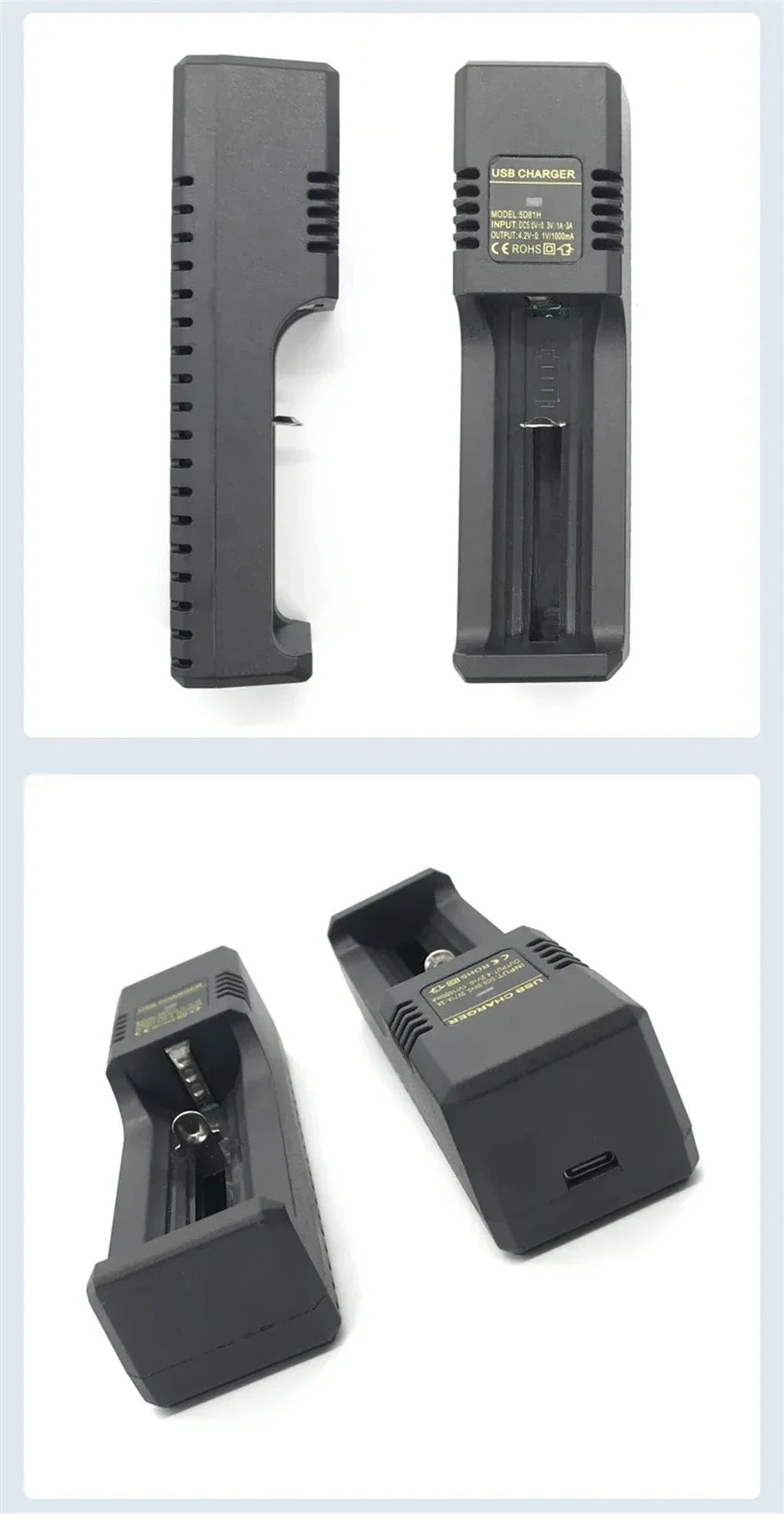 1/2 Slots 18650 Charger 3.7V-4.2V Rechargeable Li-ion Battery Charger Lithium Batteries Charging Adapter For 18650 26650 14500