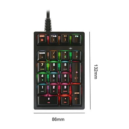 21 Key Digital Keyboard Wired Ergonomic RGB Backlit Mechanical Keyboard Keycaps Sensitive for Desktop Laptop for Office Business