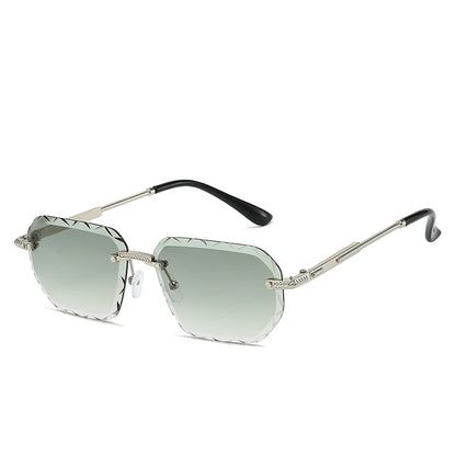 Rimless Square Metal Sun Glasses Women Men Fashion Luxury Sun Glasses Beach Travel Eyeglasses Lady Man UV400 Protective Glasses
