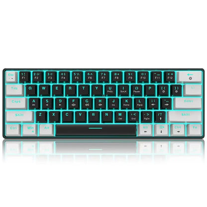 60% Mechanical Keyboard, Gaming Keyboard With Blue Switches And Sea Blue Backlit Small Compact