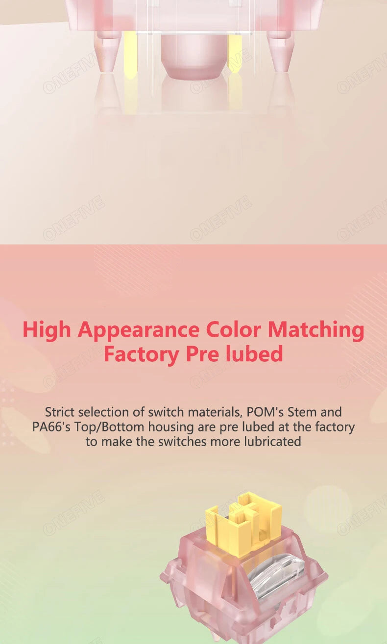 Outemu Silent Peach V3 Switch Lubed Silent Lemon V3 Switches Mechanical Keyboard Linear Tactile 5Pin Hot swap PA66 Pre Lubed POM