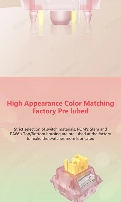 Outemu Silent Peach V3 Switch Lubed Silent Lemon V3 Switches Mechanical Keyboard Linear Tactile 5Pin Hot swap PA66 Pre Lubed POM