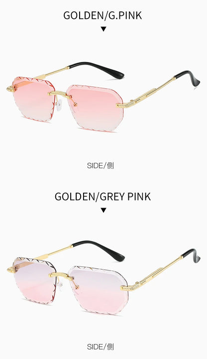 Rimless Square Metal Sun Glasses Women Men Fashion Luxury Sun Glasses Beach Travel Eyeglasses Lady Man UV400 Protective Glasses