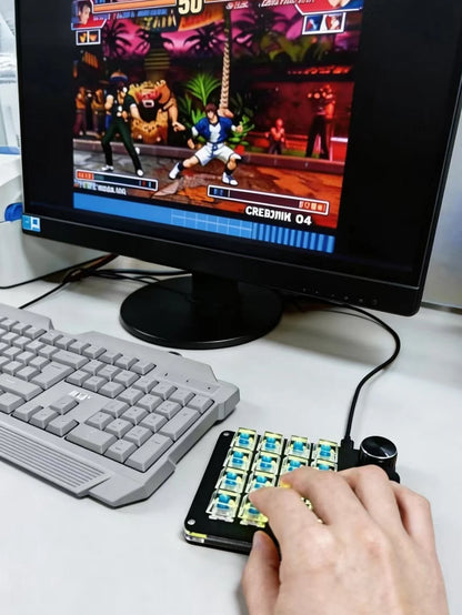Customizable Mini Keyboard with 3 Rotary Knobs + 16 Keys Multi-Layer Mode Office Design Media Entertainment Financial Work