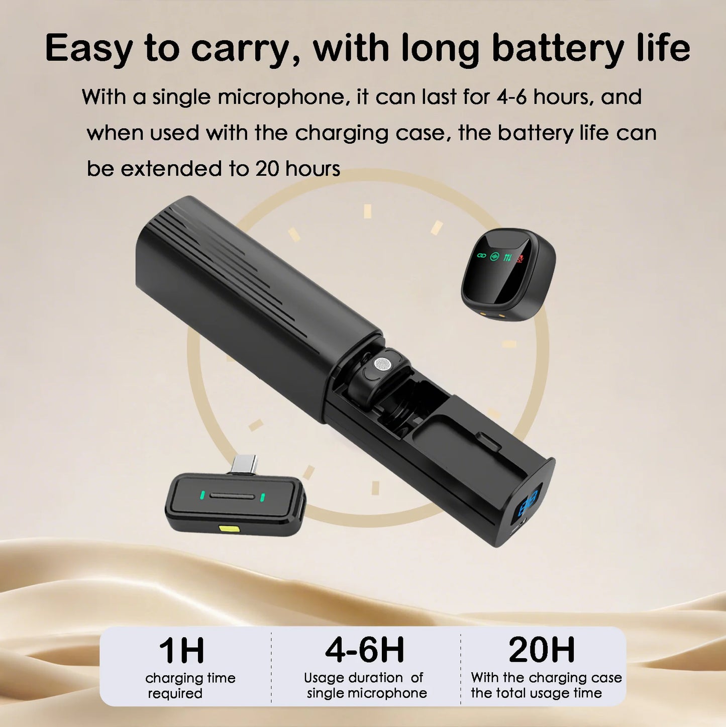 Mini wireless lavalier microphone,with charging case,long battery life, latest noise reduction technology