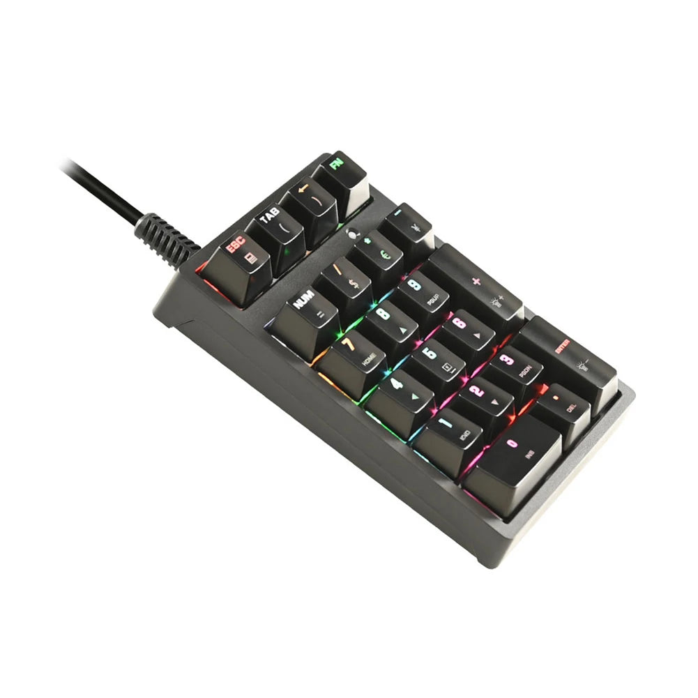 21 Key Digital Keyboard Wired Ergonomic RGB Backlit Mechanical Keyboard Keycaps Sensitive for Desktop Laptop for Office Business