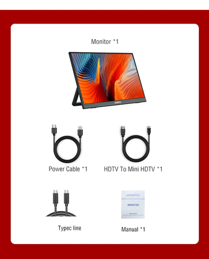 14 Inch Portable  Touch Monitor Non-touch optional 16:10 400cd/m2 Gaming Computer Expand Display For XBox PS4/5 Switch Loptop