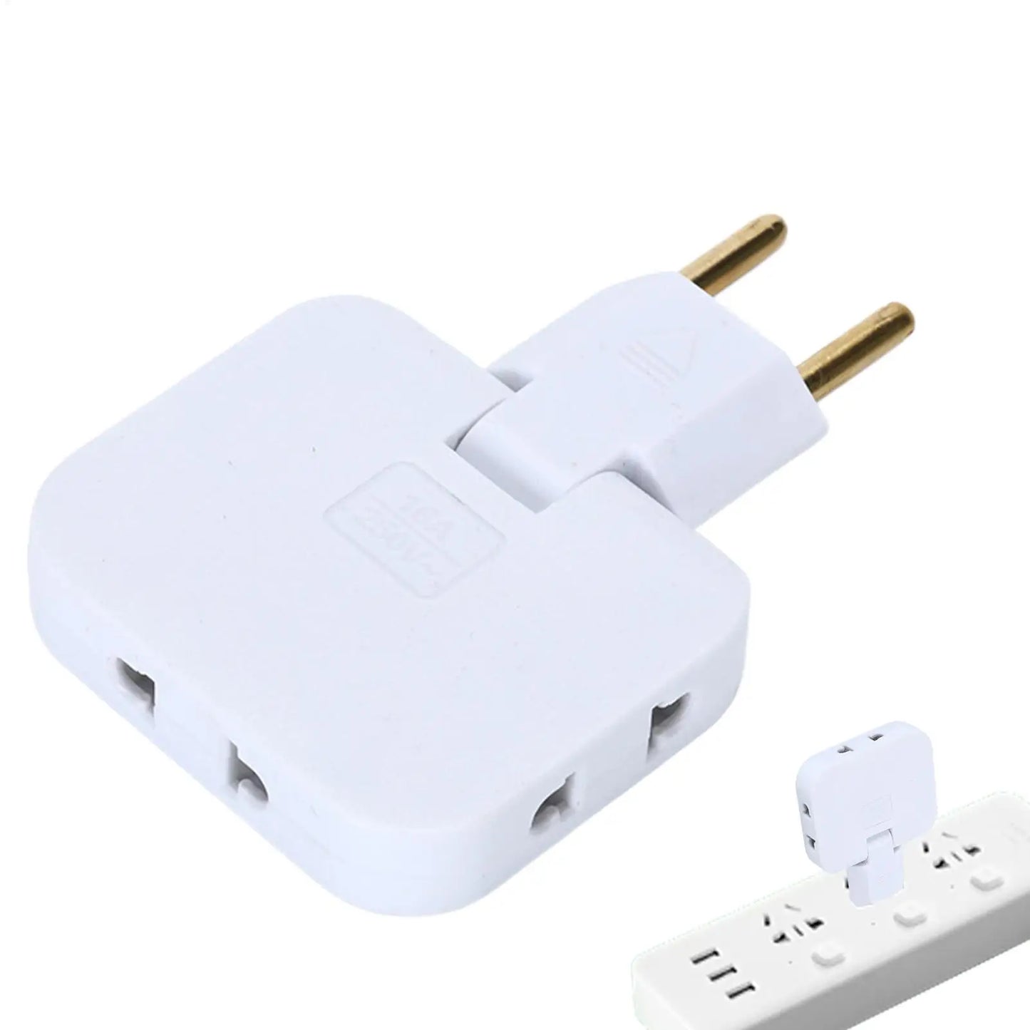 3 Way Outlet Adapters Multiple Outlet Splitter 2500W Multifunctional Space Saving Portable 180 Degree Rotating Tip Flat