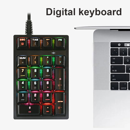 21 Key Digital Keyboard Wired Ergonomic RGB Backlit Mechanical Keyboard Keycaps Sensitive for Desktop Laptop for Office Business
