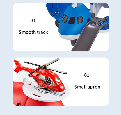 Children's Airplane Car Model Toys Inertial Model Simulation Planes Multifunctional Toys,Random 3 Cars,1 Helicopter,6 Road Signs