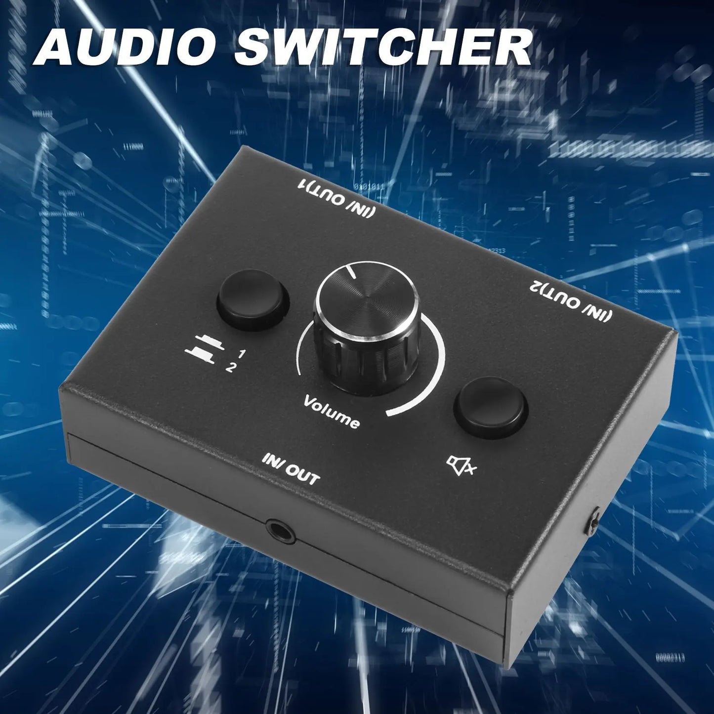 LSJD 3.5mm Audio Switcher, 2 Input 1 Output/1 Input 2 Output Audio Splitter Switcher, Audio Switcher Box, One-Key Mute Button