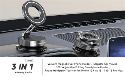 Magnetic Suction Cup Phone Mount for Magsafe 360° Adjustable Magnetic Car Phone Holder Pocket Size Foldable Car Mount