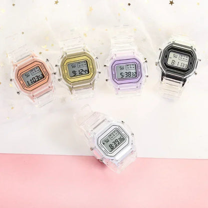 INS Electronic Watch Female Students Waterproof LED Watch Network Red Sports Transparent Small Square Watches for Women Relogio