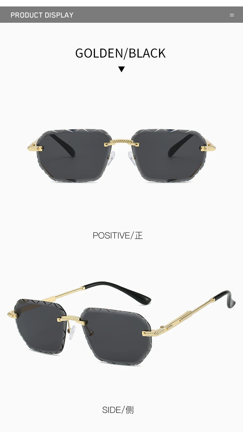 Rimless Square Metal Sun Glasses Women Men Fashion Luxury Sun Glasses Beach Travel Eyeglasses Lady Man UV400 Protective Glasses