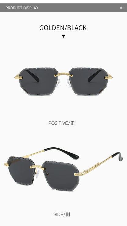 Rimless Square Metal Sun Glasses Women Men Fashion Luxury Sun Glasses Beach Travel Eyeglasses Lady Man UV400 Protective Glasses
