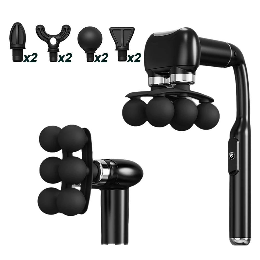 6-Heads Handhel Fascia Gun High Frequency Vibration Body Massage Gun Neck Shoulder Waist Back Handle Massager Fascia masajeador
