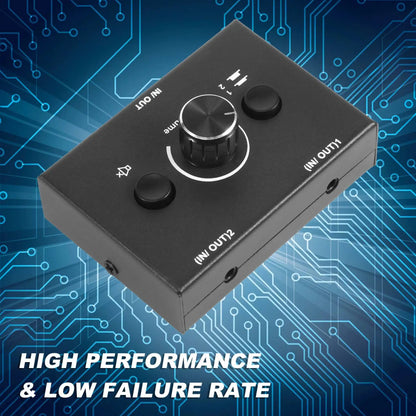 LSJD 3.5mm Audio Switcher, 2 Input 1 Output/1 Input 2 Output Audio Splitter Switcher, Audio Switcher Box, One-Key Mute Button