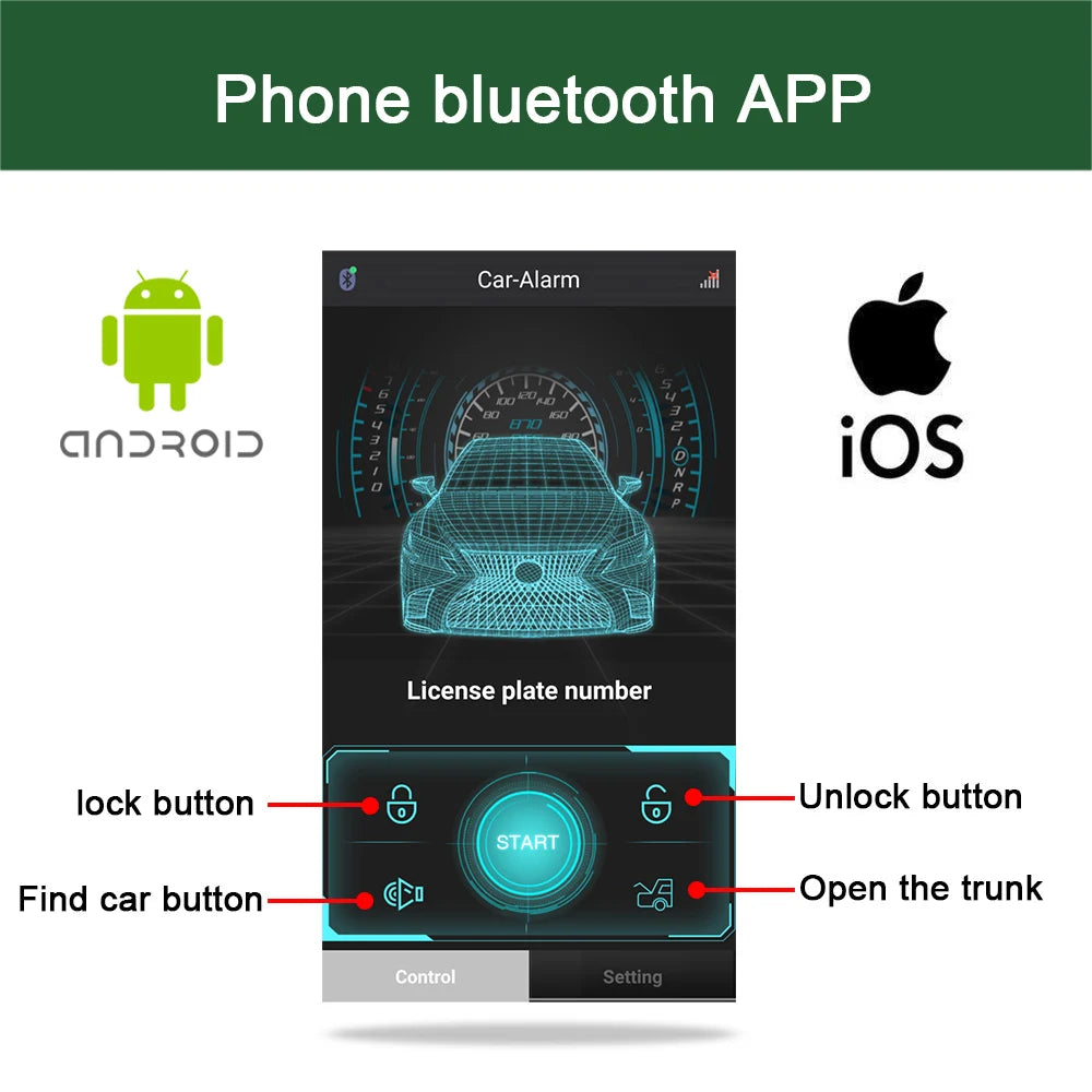 The original car comes with a one-click start system upgrade APP remote start function Central lock induction anti-theft system