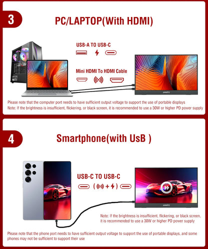 14 Inch Portable  Touch Monitor Non-touch optional 16:10 400cd/m2 Gaming Computer Expand Display For XBox PS4/5 Switch Loptop