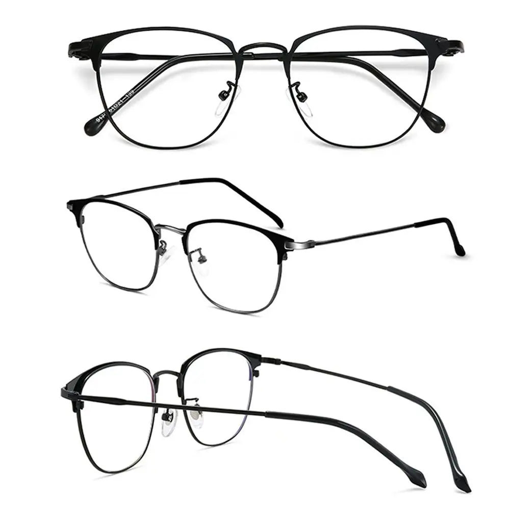 Classic Semi Rimless Anti Blue Light Blocking Glasses Metal Frame Men Square Ray Filter Eyeglasses Frames Computer Women Goggles