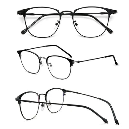 Classic Semi Rimless Anti Blue Light Blocking Glasses Metal Frame Men Square Ray Filter Eyeglasses Frames Computer Women Goggles