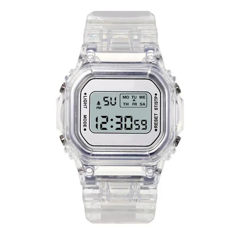 INS Electronic Watch Female Students Waterproof LED Watch Network Red Sports Transparent Small Square Watches for Women Relogio