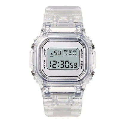 INS Electronic Watch Female Students Waterproof LED Watch Network Red Sports Transparent Small Square Watches for Women Relogio