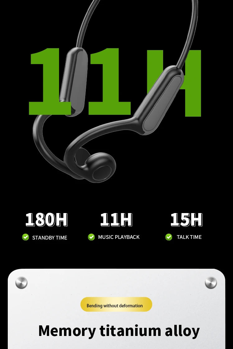 2025 True Bone Conduction Earphones Bluetooth 5.3 Sports Wireless Headphones Ear Hook Waterproof Headset for Running Driving