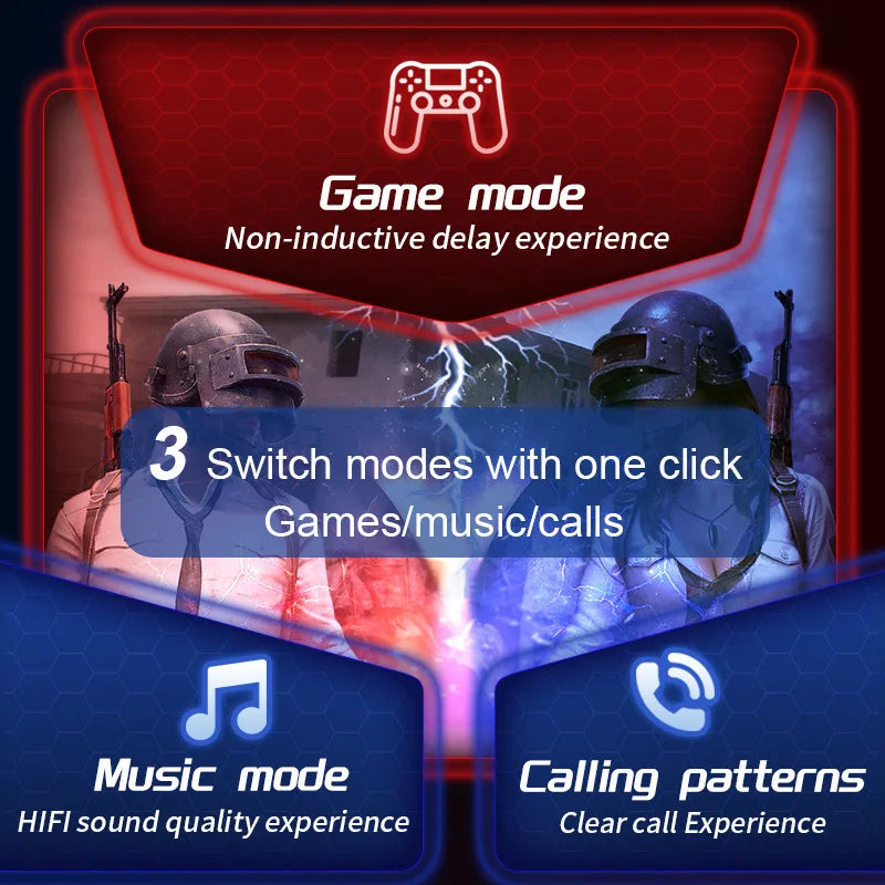 Wireless Bluetooth Gaming Earbuds with Touch Control - TWS In-Ear Stereo Hi-Tech Headphones for Esports & Mobile Games 