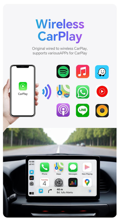NEW Wireless Mini Box 2in1 CarPlay Android Auto Wireless Mini Box Adapter Smart Plug And Play Dongle Bluetooth WiFi Fast Connect