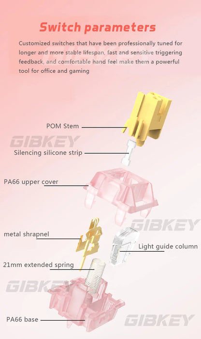 Outemu Silent Peach V3 Switch Lubed Mute Lemon V3 Switches Mechanical Keyboard Linear Tactile 5Pin Hot swap Pre Lubed PA66 POM